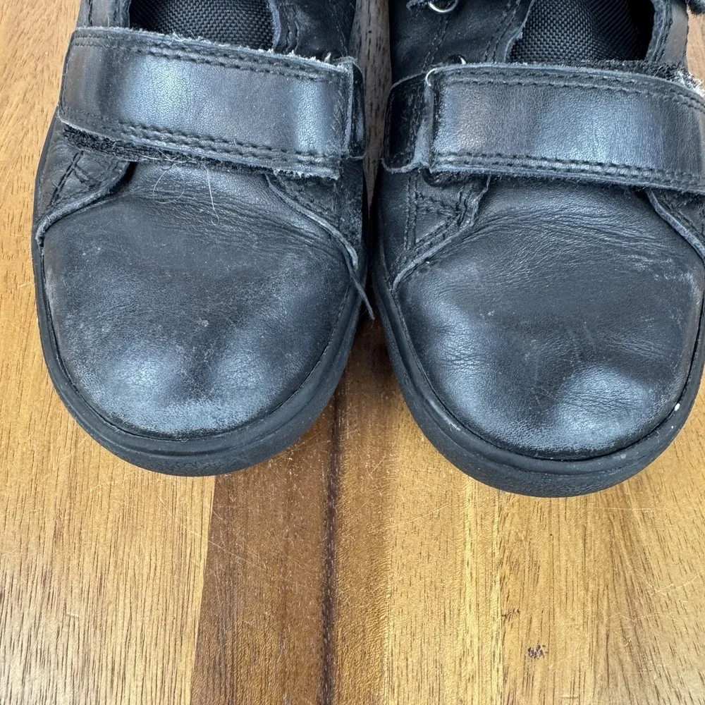 Big Kids Geox Theleven Black Leather Comfort‎ Casual Low Sneakers Size 1 Y GUC